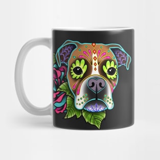 Boxer in White Fawn - Day of the Dead Sugar Skull Dog Mug